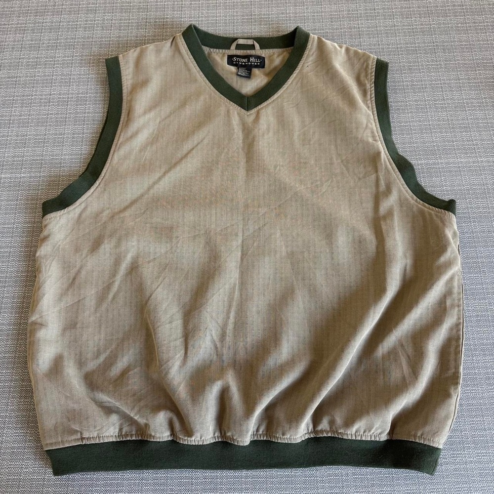 Stone Hill Clubhouse Tan & Green Vest Mens Size XL